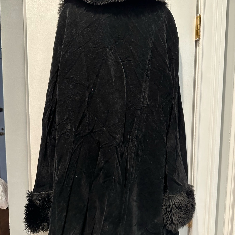 Lip Service Black Coat with fuzzy cuffs and collar